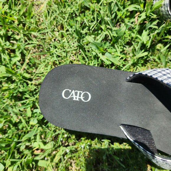 Black & White Checkered Sandals With Double Straps By Cato Size 7 - Picture 4 of 5